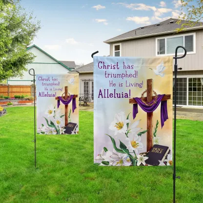 Easter Day Jesus Cross He Is Risen Flag