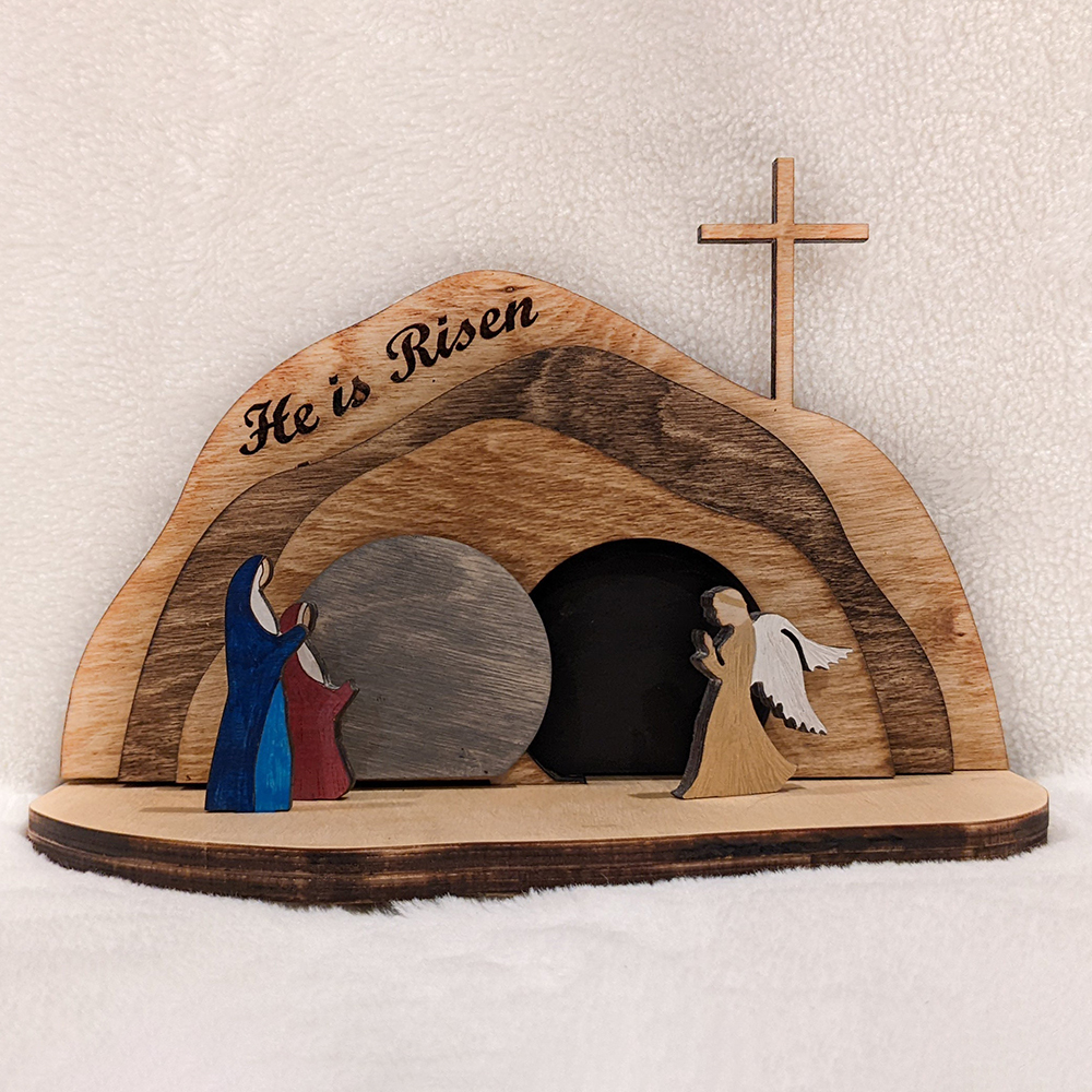 Jesus Is Risen Illustration Of An Empty Tomb From Inside With A Cross Background Easter Card Illustration 42241519