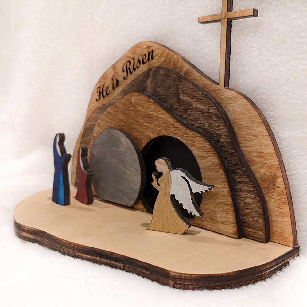 Easter He is Risen Empty Tomb Wooden Decoration