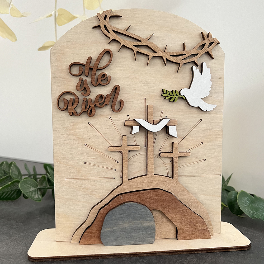 Easter Scene Tomb Wooden Decoration
