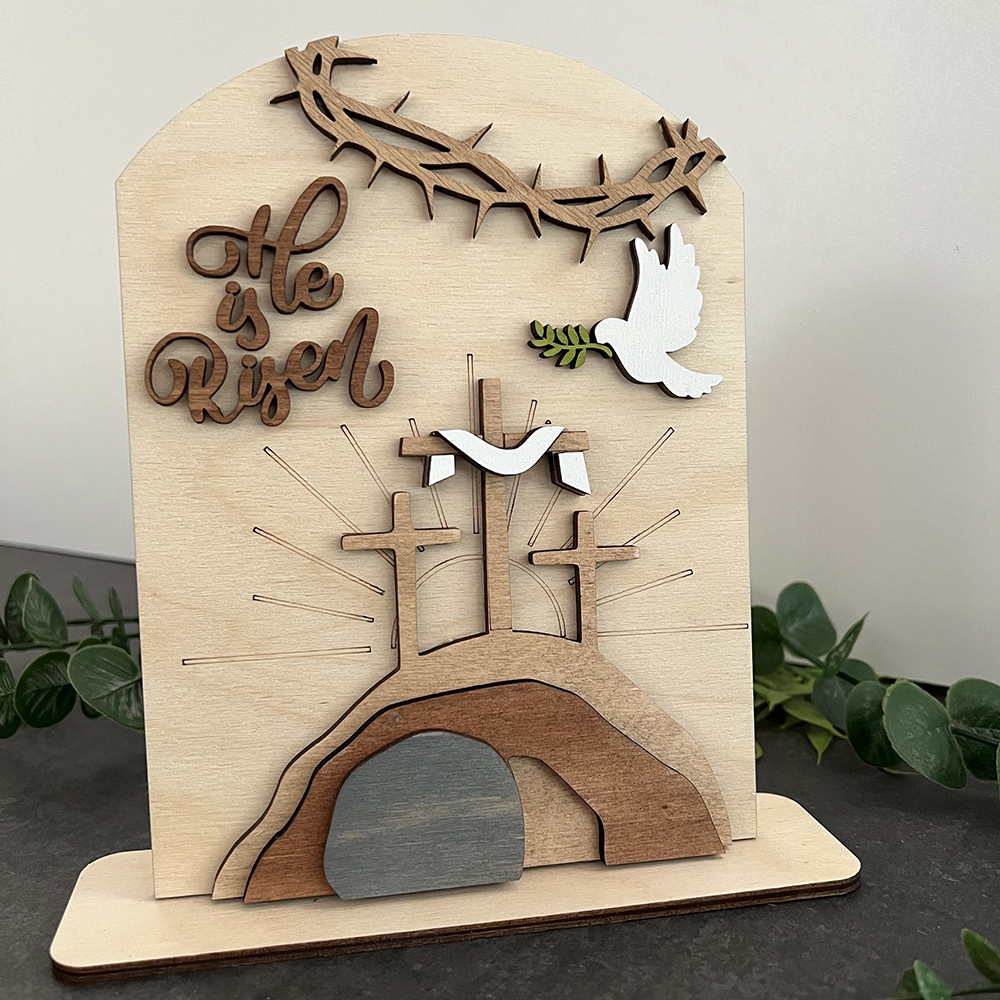 Easter Scene Tomb Wooden Decoration