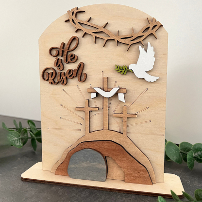 Easter Scene Tomb Wooden Decoration