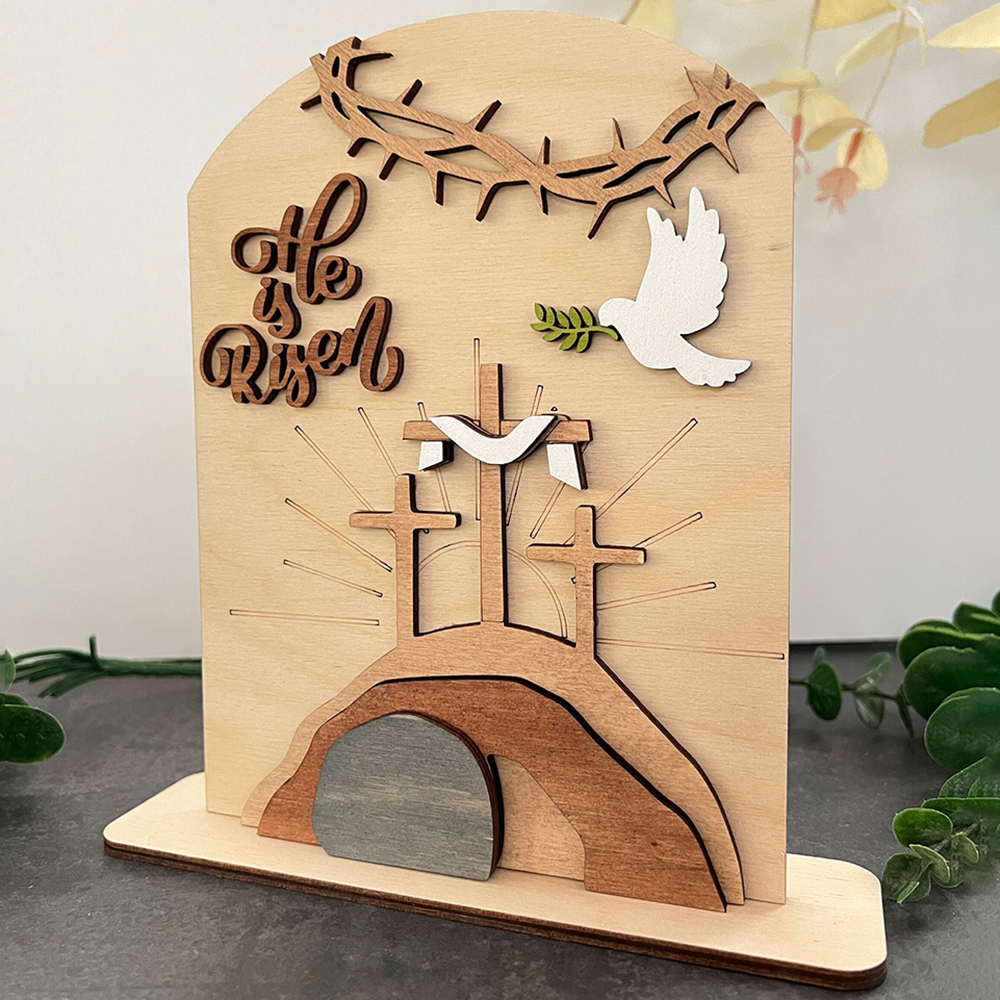 Easter Scene Tomb Wooden Decoration