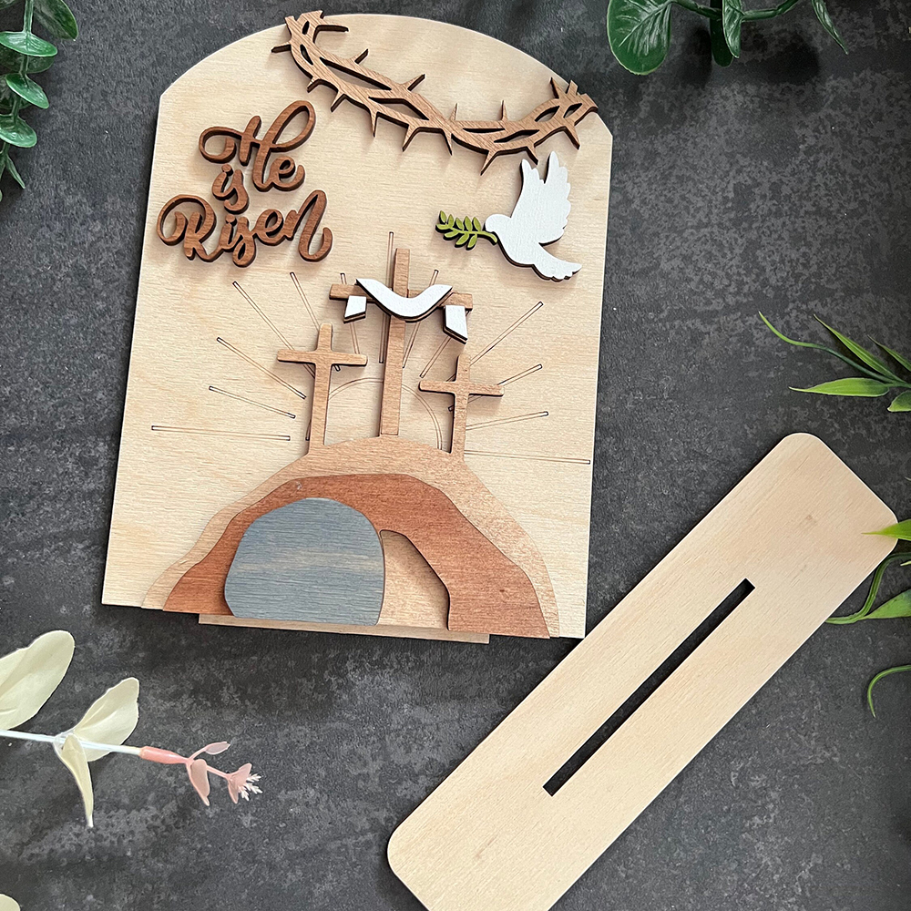 Easter Scene Tomb Wooden Decoration