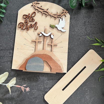 Easter Scene Tomb Wooden Decoration