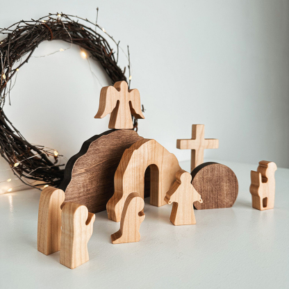 Easter Scene Wooden Decoration
