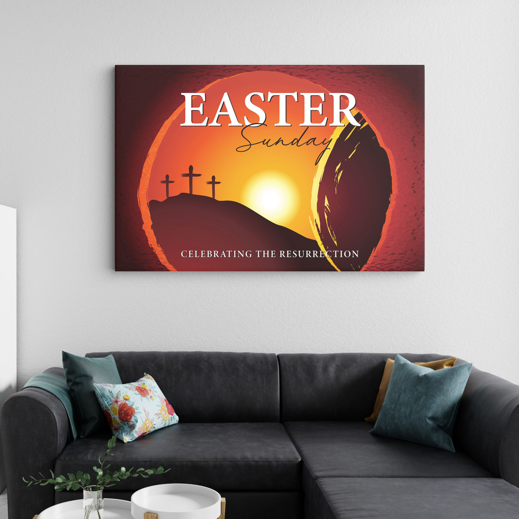 Easter Sunday Morning He Is Risen Christian Canvas Wall Art