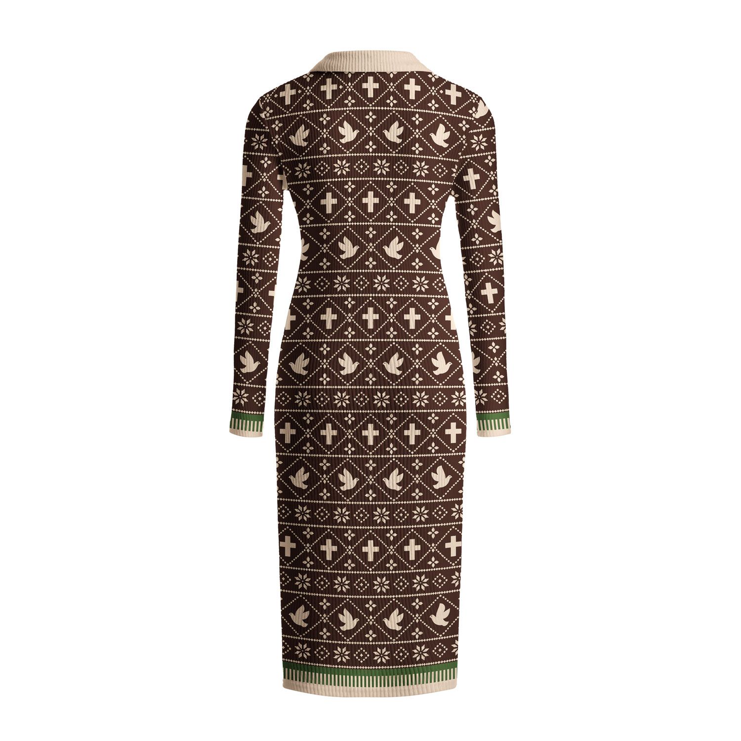 Elegant Peace And Love Christian Ribbed Knit Midi Dress