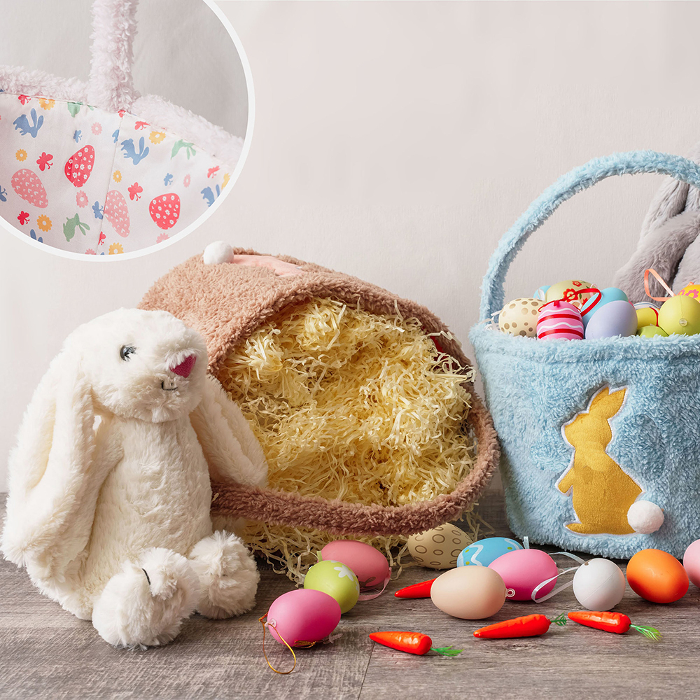 Embroidered Bunny Tail Bag Basket