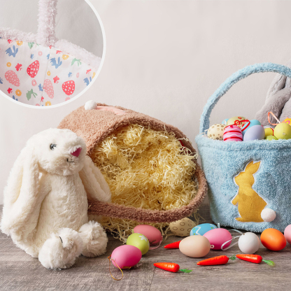 Embroidered Bunny Tail Bag Basket