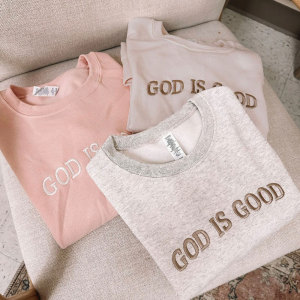 Image of Embroidered GOD IS GOOD Fleece Christian Sweatshirt