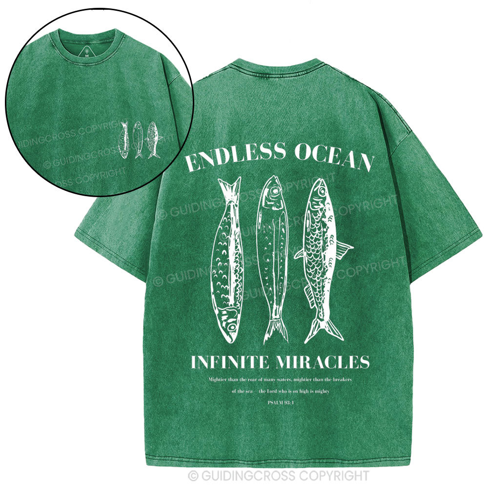 Endless Ocean Infinite Miracles Christian Washed T-Shirt