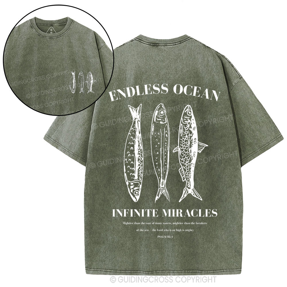 Endless Ocean Infinite Miracles Christian Washed T-Shirt