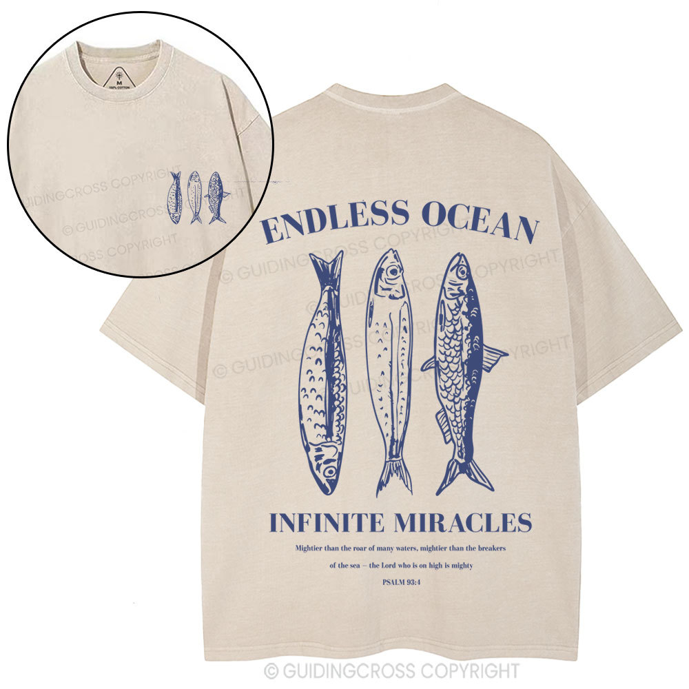 Endless Ocean Infinite Miracles Christian Washed T-Shirt