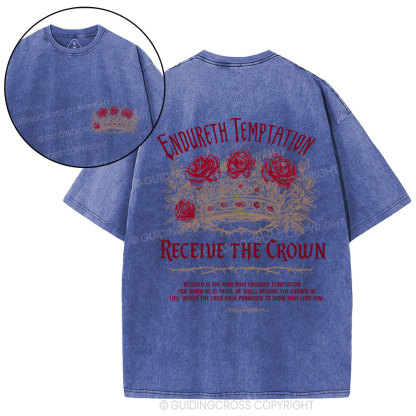 Endure Temptation Receive The Crown Christian Washed T-Shirt