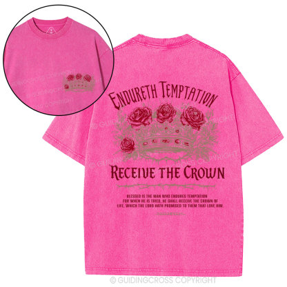 Endure Temptation Receive The Crown Christian Washed T-Shirt