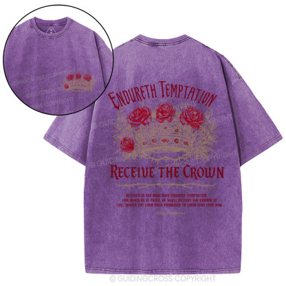 Endure Temptation Receive The Crown Christian Washed T-Shirt