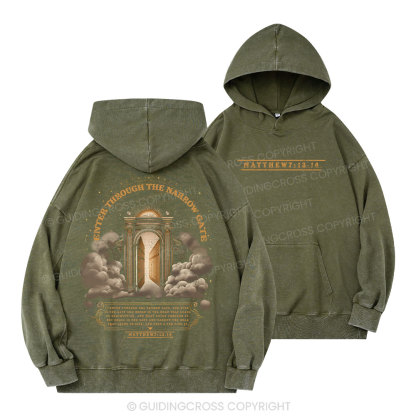 Enter Through The Narrow Gate Christian Washed Hoodie 