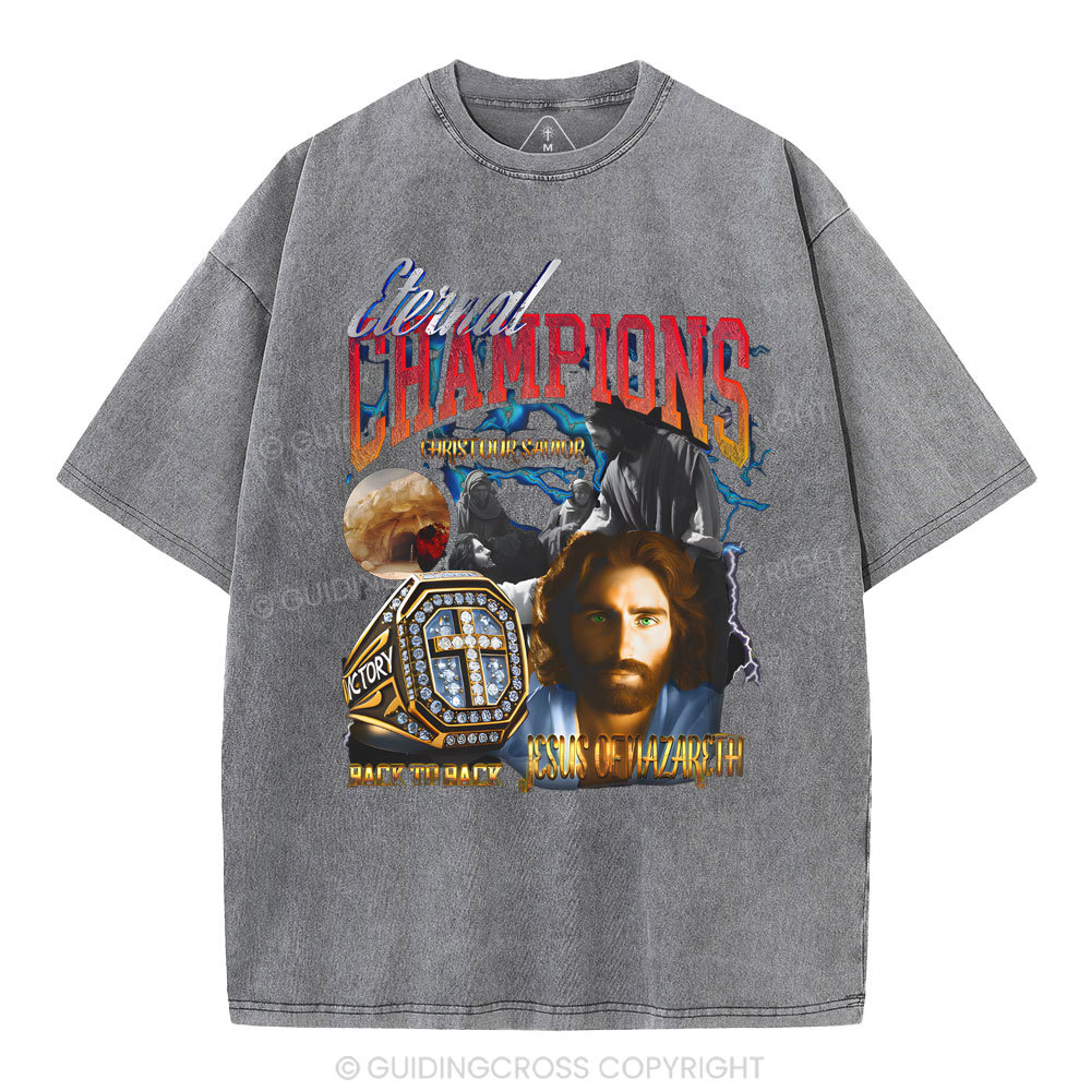 Eternal Champion Jesus Christian Washed T-Shirt