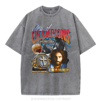 Eternal Champion Jesus Christian Washed T-Shirt