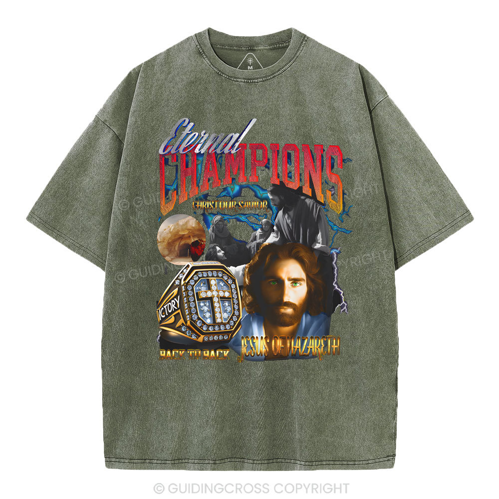 Eternal Champion Jesus Christian Washed T-Shirt