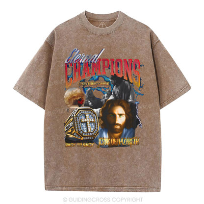 Eternal Champion Jesus Christian Washed T-Shirt