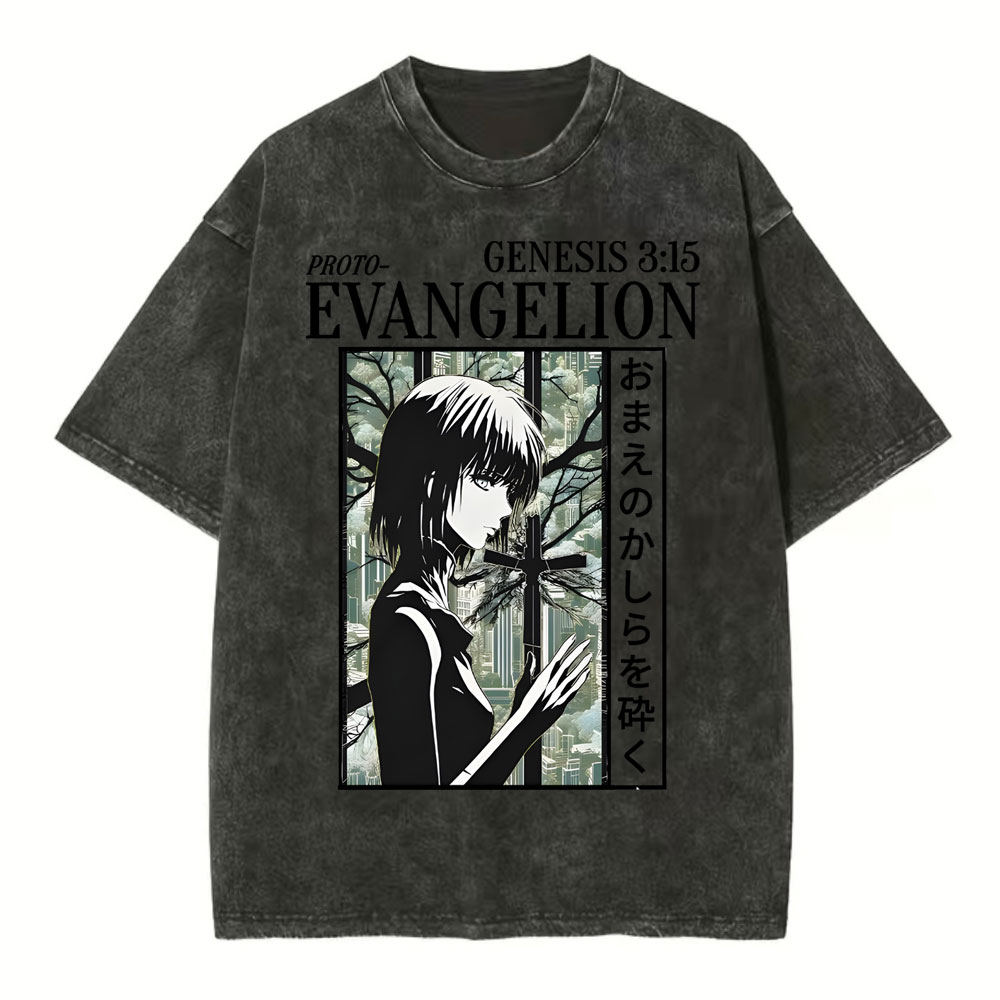 Evangelion Christian Washed T-Shirt