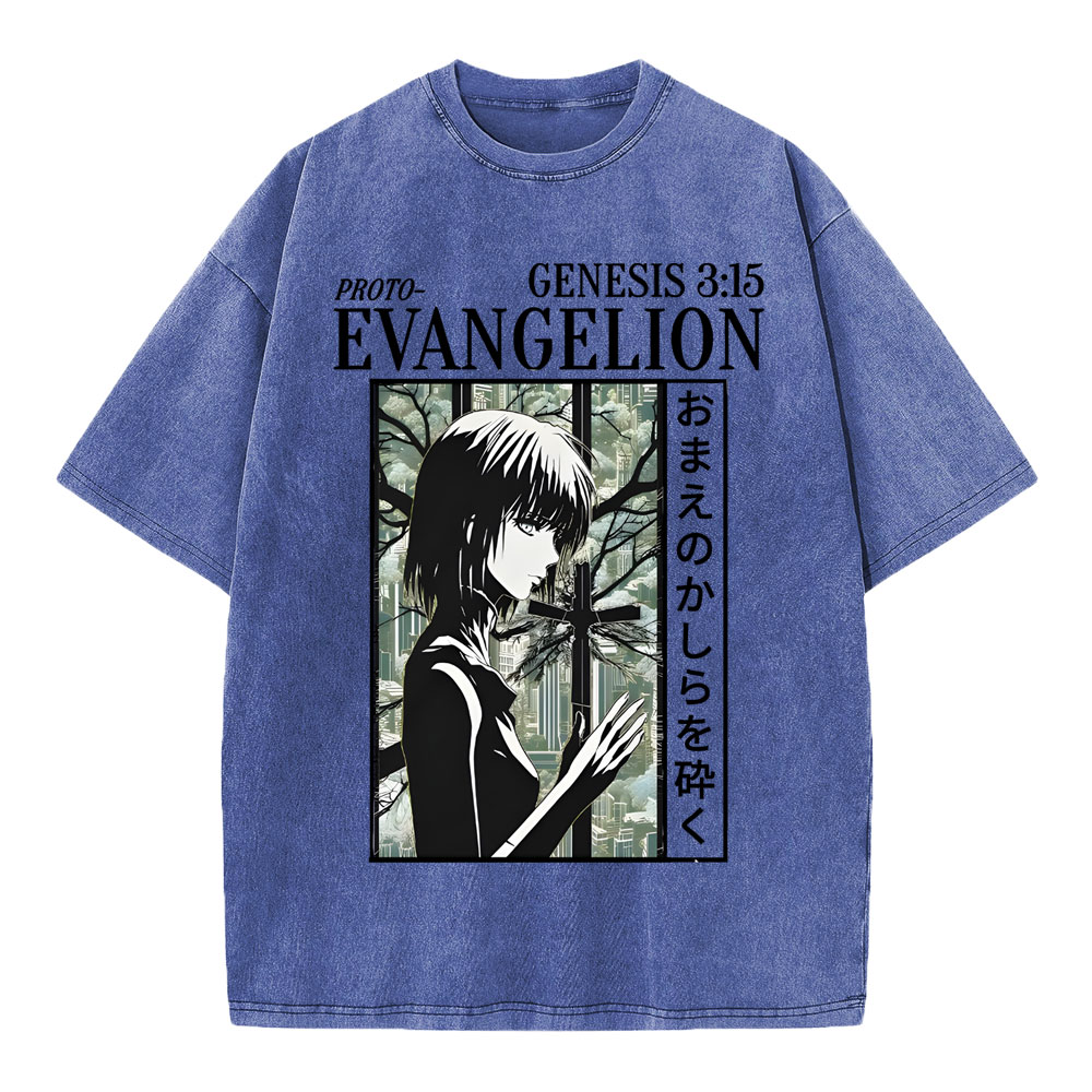 Evangelion Christian Washed T-Shirt