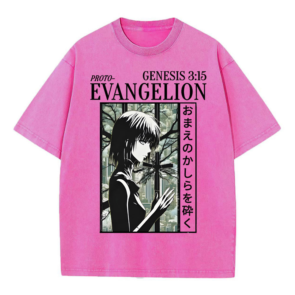 Evangelion Christian Washed T-Shirt
