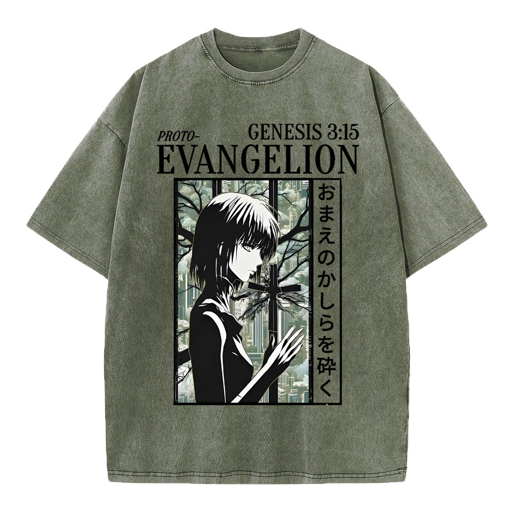 Evangelion Christian Washed T-Shirt