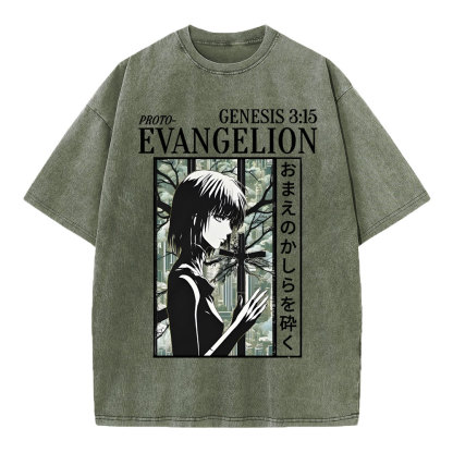 Evangelion Christian Washed T-Shirt