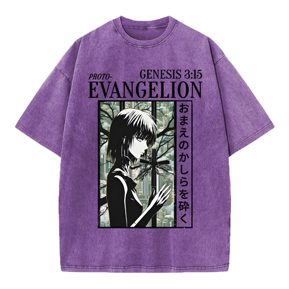 Evangelion Christian Washed T-Shirt
