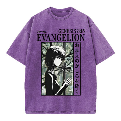 Evangelion Christian Washed T-Shirt