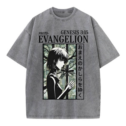 Evangelion Christian Washed T-Shirt