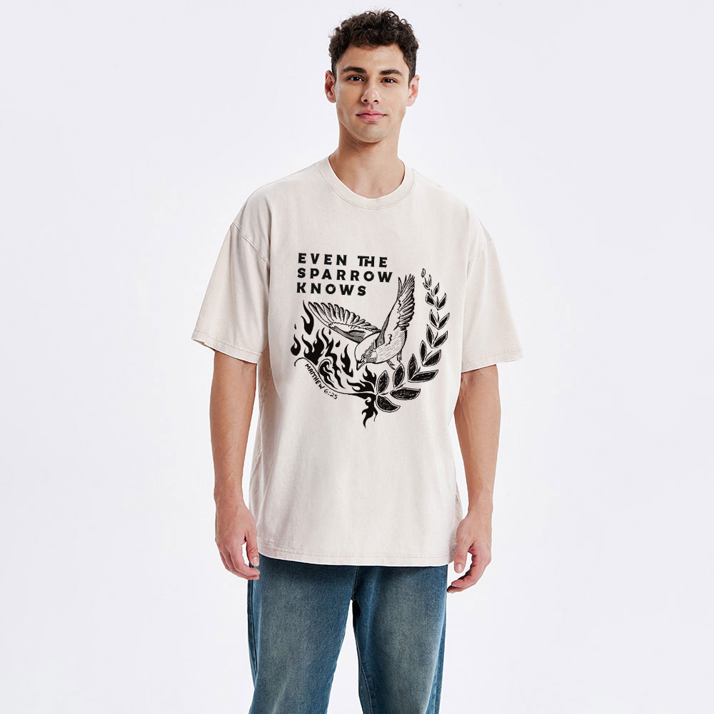 Even The Sparrow Knows Washed T-Shirt-ZP