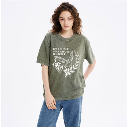 Even The Sparrow Knows Washed T-Shirt-ZP