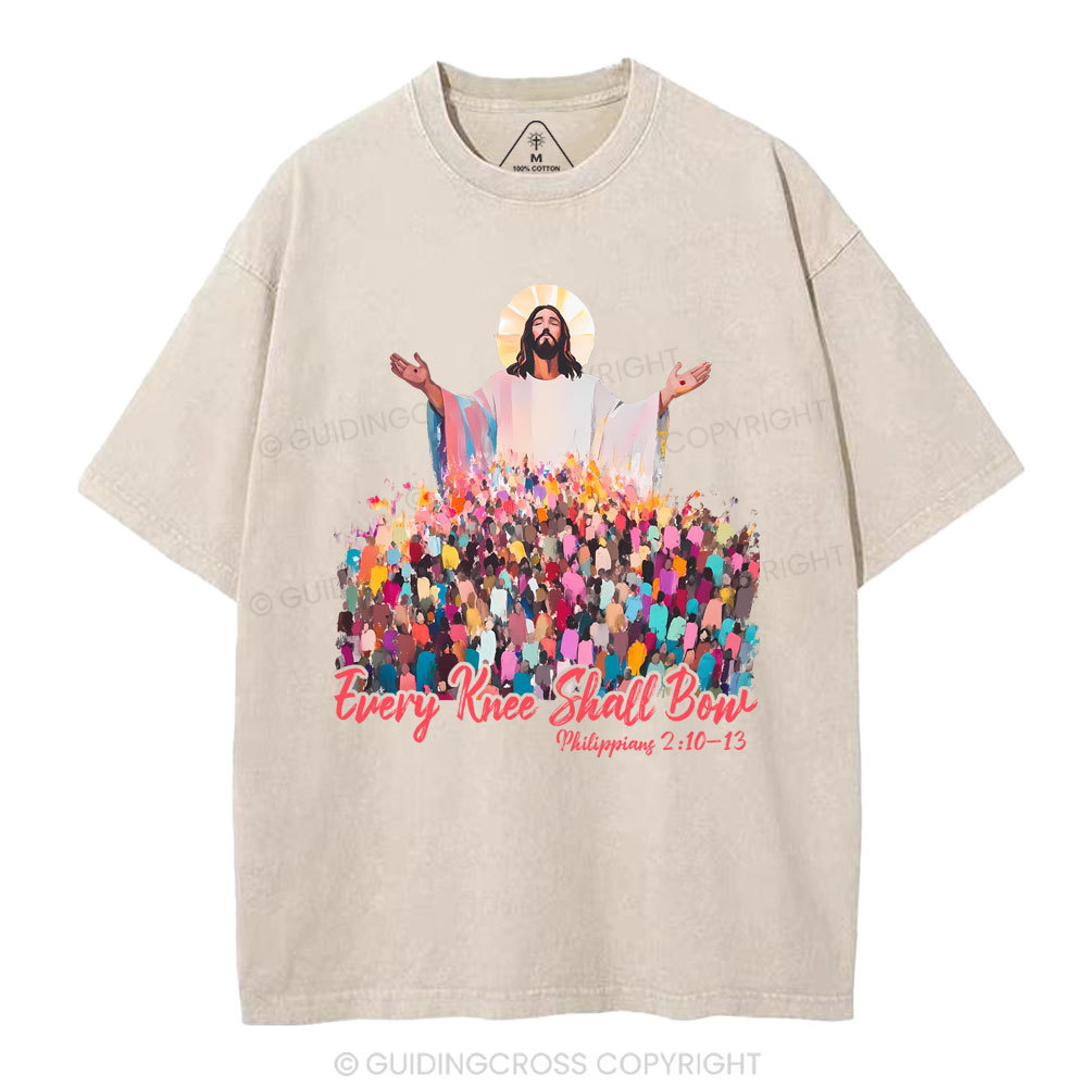 Every Knee Shall Bones Christian Washed T-Shirt