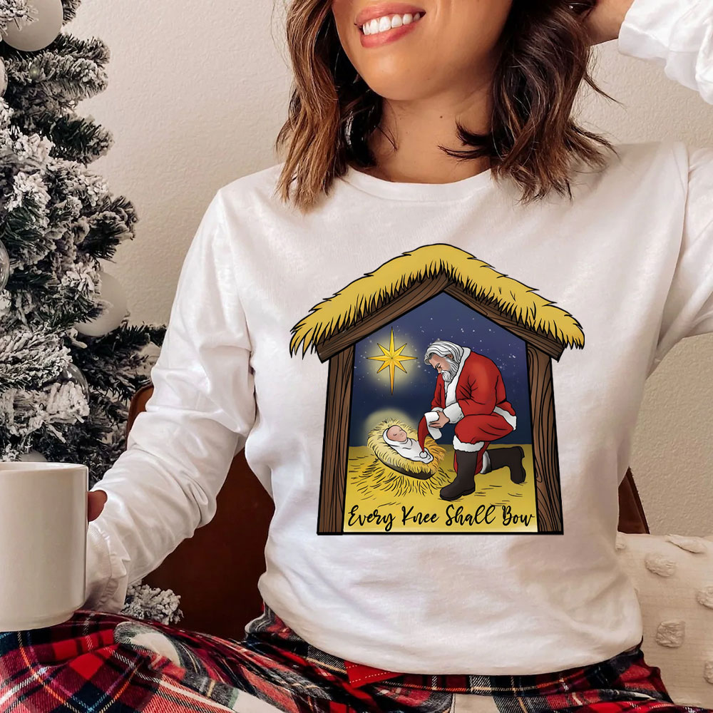 Every Knee Shall Bow Christian Long Sleeve T-Shirt