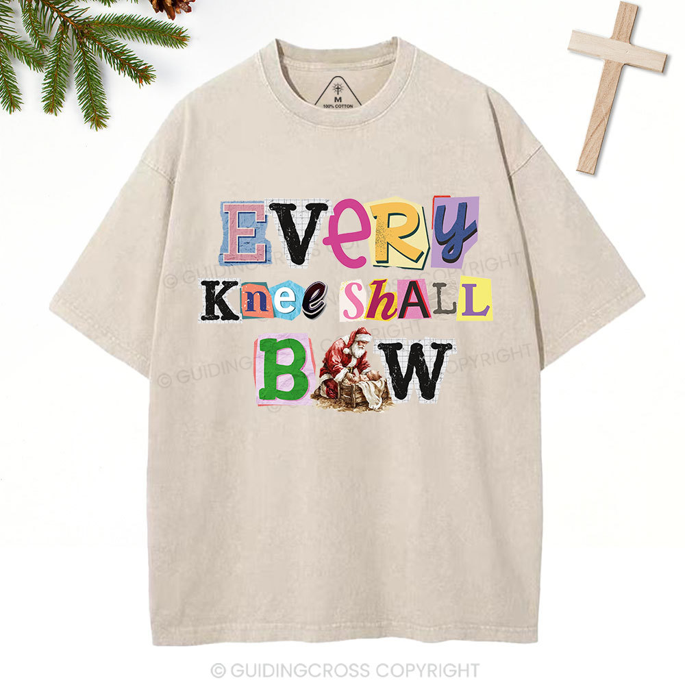 Every Knee Shall Bow Christian Washed T-Shirt