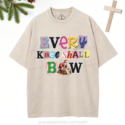 Every Knee Shall Bow Christian Washed T-Shirt