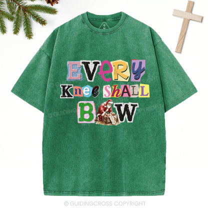 Every Knee Shall Bow Christian Washed T-Shirt