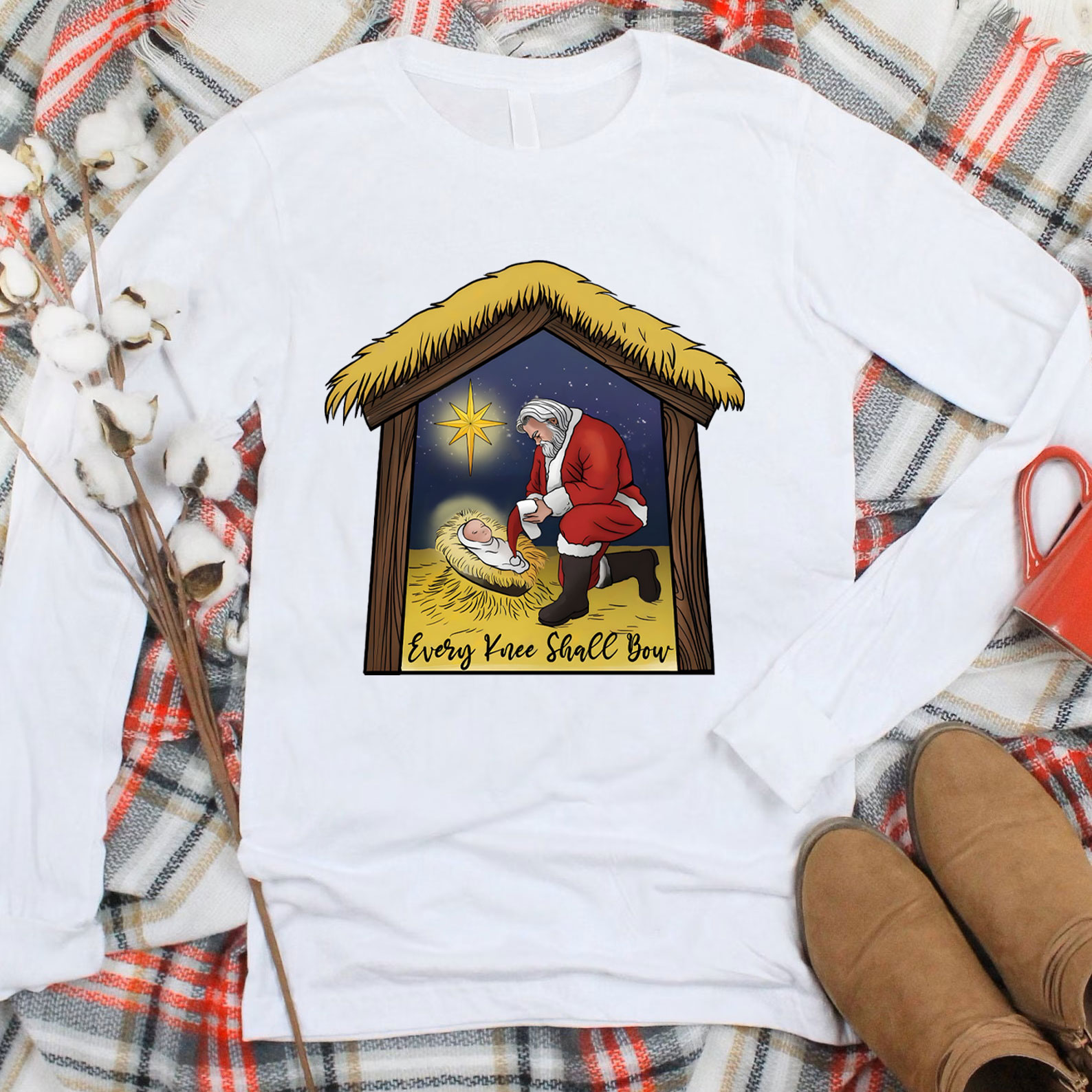 Every Knee Shall Bow Christian Long Sleeve T-Shirt