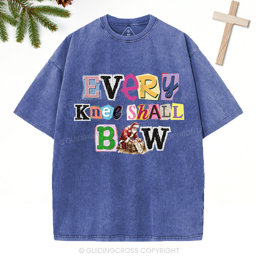 Every Knee Shall Bow Christian Washed T-Shirt