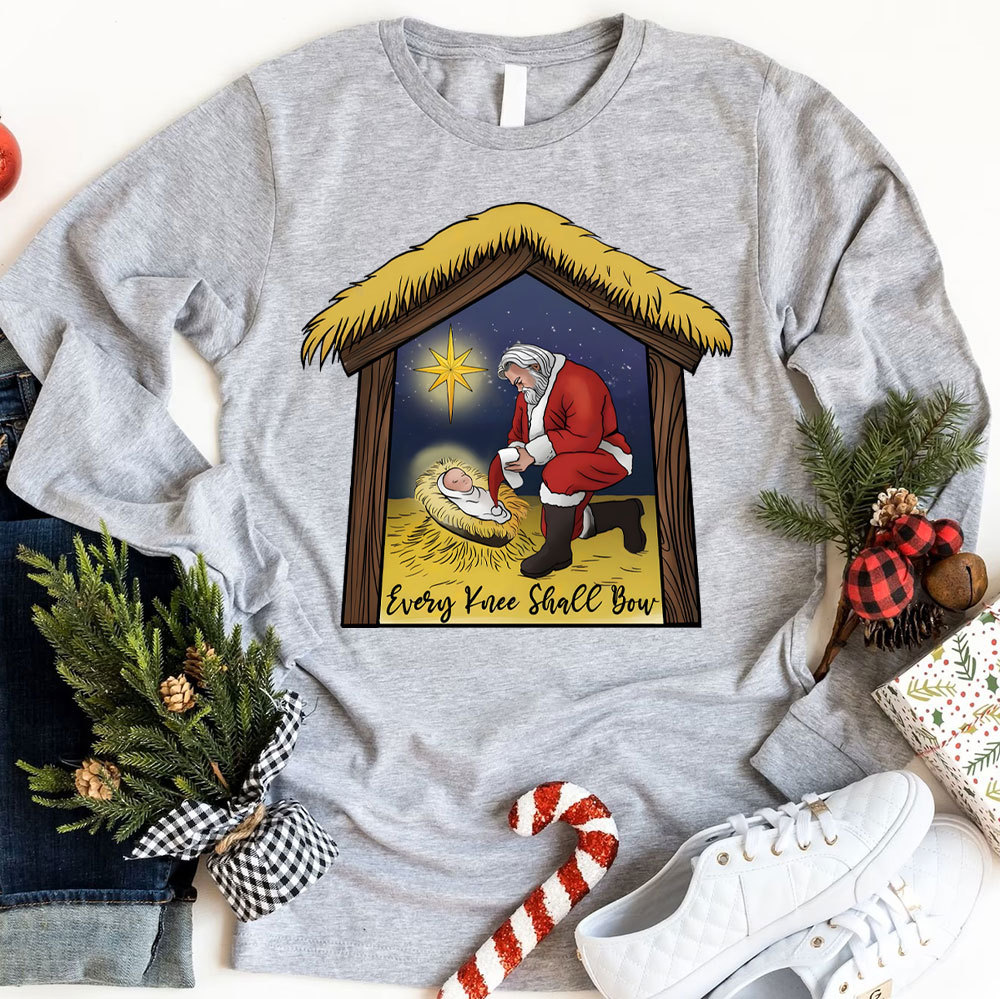 Every Knee Shall Bow Christian Long Sleeve T-Shirt