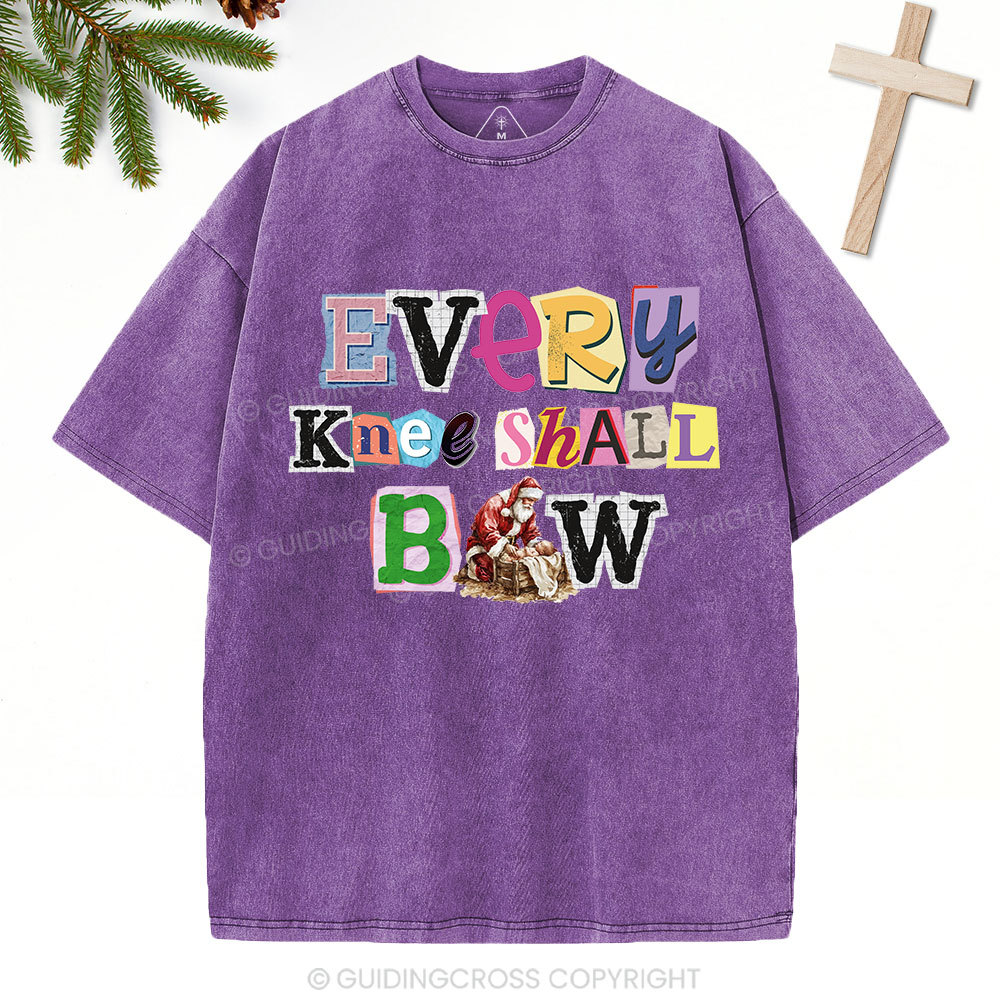 Every Knee Shall Bow Christian Washed T-Shirt