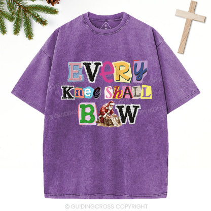 Every Knee Shall Bow Christian Washed T-Shirt