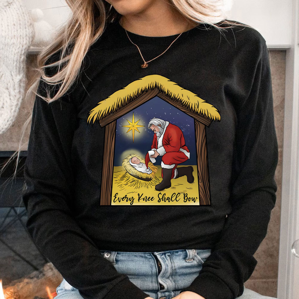 Every Knee Shall Bow Christian Long Sleeve T-Shirt