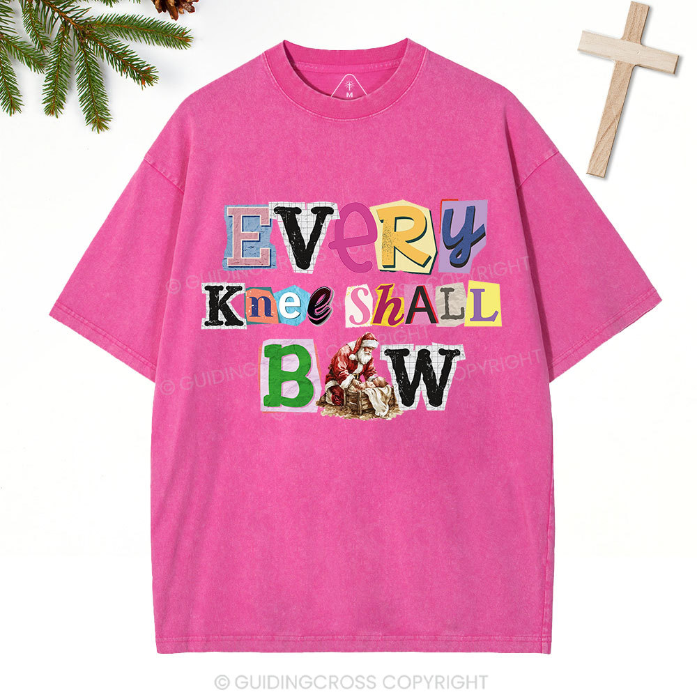 Every Knee Shall Bow Christian Washed T-Shirt
