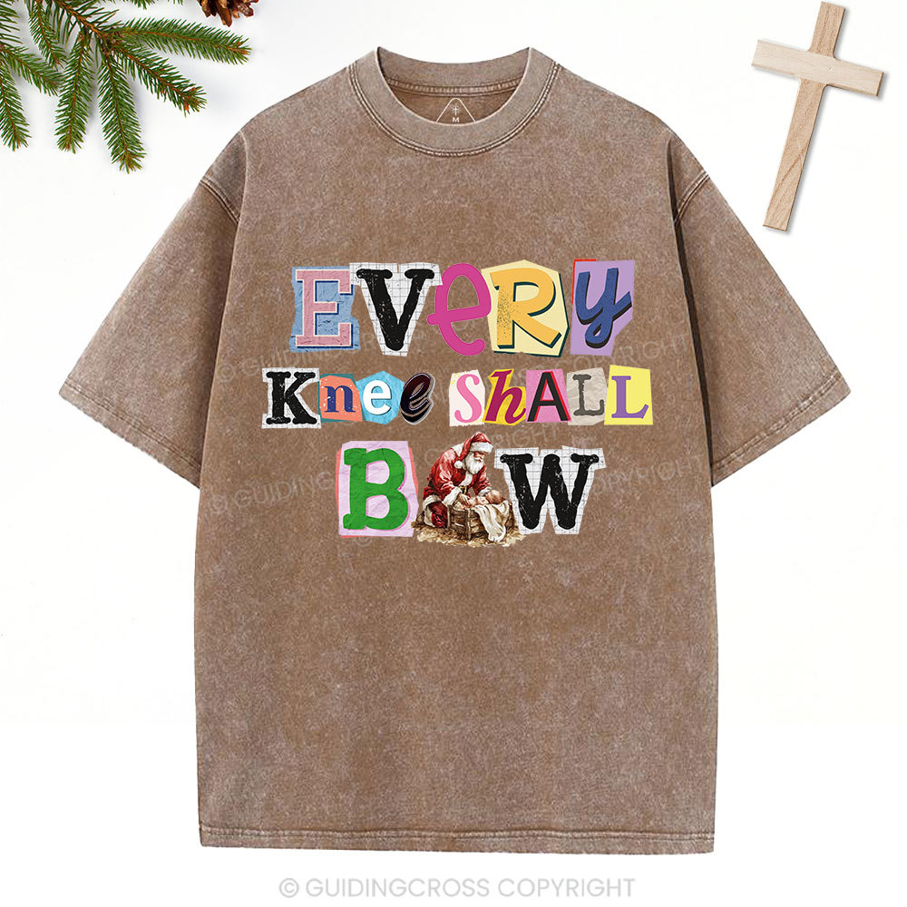 Every Knee Shall Bow Christian Washed T-Shirt