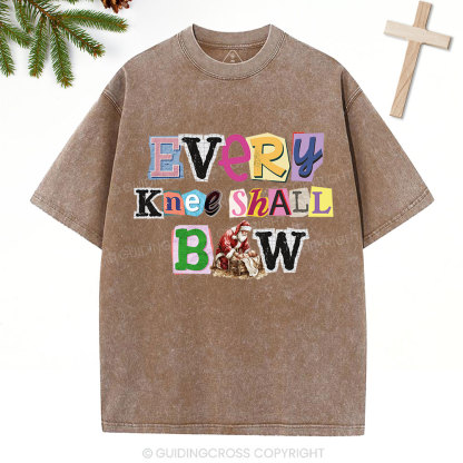 Every Knee Shall Bow Christian Washed T-Shirt